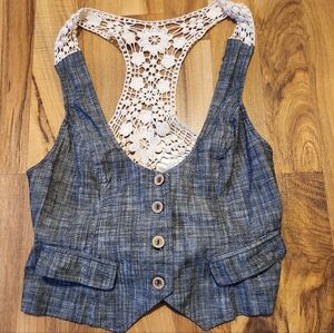 2/$10 Boho crocheted flower vest